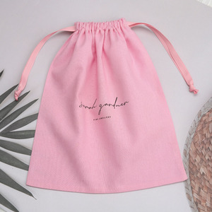 Sinh Thái Thân Thiện Với Màu Hồng Biểu Tượng Tùy Chỉnh Màn Hình In Bông Muslin Dây Kéo Túi Quà Tặng Giày Vải Lưu Trữ Bông Túi Bụi - Product Image 4