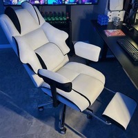 Chaise de jeu pour ordinateur à domicile, fauteuil confortable pour longues sessions avec repose-pieds, chaise pivotante réglable pour bureau