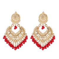 Boho Vintage couleur or coeur forme fleur perle gland boucles d'oreilles pour femmes bijoux de mariage ethnique indien Jhumka boucles d'oreilles