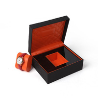 Boîte à montres en cuir PU brossé à angle droit, haut de gamme, pour montres mécaniques, présentoir de rangement et emballage cadeau, modèle international très demandé