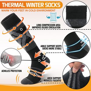 Merino <b>Wool</b> Ski <b>Socks</b> for Womens Mens Thermal Winter Warm Thick Knee High <b>Socks</b> for Skiing Snowboarding - Product Image 4