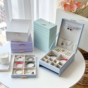 Neues Design 2-lagige PU-Leder Halskette Ohrringe Ring Schmucks cha tulle Armband Anhänger Schmuck Aufbewahrung sbox Schmuck behälter - Product Image 1