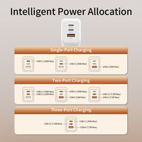 Adaptateur secteur 65W à 3 ports avec prise UK, chargeur mural rapide QC3.0 PD Type-C 2C1A pour appareils intelligents