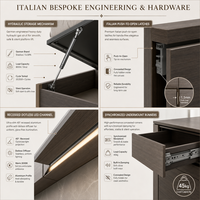 Lit Tatami Flottant Intégré Minimaliste Italien Moderne avec Armoire en Verre Cannelé pour Suite Penthouse
