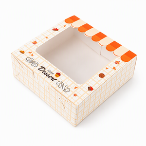 Custom Printed Paper <b>Box</b> Packaging with <b>Clear</b> Window Scalloped Lid Dessert Gift <b>Box</b> for <b>Cake</b> Candy Chocolate Cookies Wholesale - Product Image 4