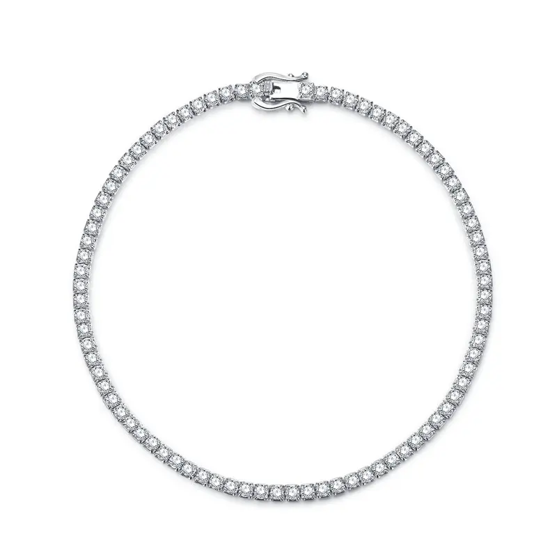 Bracciale in argento Sterling S925 popolare catena di Tennis femminile in europa e America diamante singolo diamante intarsiato zircone pieno