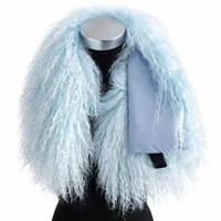 Écharpe d'hiver luxueuse en fourrure de mouton de Mongolie pour femmes avec boucle magnétique longue