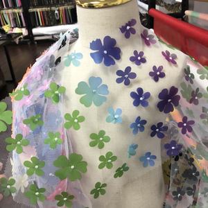 Tự Làm Cô Gái Bên Màu Sắc Mới Ưa Thích Hoa Lưới Vải Tuyn Hoa 100Polyester 3D Laser Thêu Màu Ren Lưới Váy Trẻ Em Vải - Product Image 6