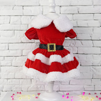 Robe de Noël 2026 la plus vendue pour animaux de compagnie en polyester, décorée de flocons de neige, à manches à volants, collection automne-hiver, style Père Noël