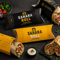 Boîtes d'emballage alimentaire en papier kraft imprimées sur mesure pour wraps shawarma, pour restaurants de restauration rapide, livraison à emporter, vente en gros