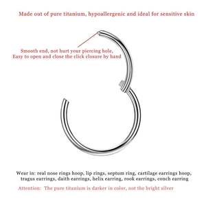 Anillo <span class=keywords><strong>de</strong></span> Nariz <span class=keywords><strong>de</strong></span> <span class=keywords><strong>Titanio</strong></span> G23 ASTM F136 <span class=keywords><strong>de</strong></span> 14 mm, 18G 16G, Clicker para Pezón, Cartílago <span class=keywords><strong>de</strong></span> la Oreja, Tragus, Hélix, <span class=keywords><strong>Piercing</strong></span> <span class=keywords><strong>de</strong></span> Labio, Joyería Corporal Unisex - Product Image 2