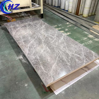 Plaque de marbre UV haute brillance 1220*2440mm, imperméable, résistante au feu, panneau PVC UV 3mm, service de découpe pour la décoration murale intérieure