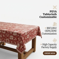 Nappe en plastique PEVA imprimée en gravure personnalisée à motifs floraux, antidérapante, imperméable, résistante à l'huile, écologique, facile à nettoyer, anti-poussière, Europe
