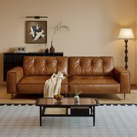 Kualitas baik cahaya mewah Italia kulit gaya Amerika disesuaikan bingkai kayu solid furnitur ruang tamu sofa modular