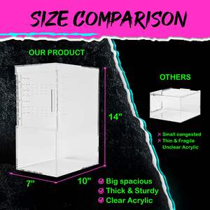 Özel sürüngen teraryum W/sürgülü manyetik kapı akrilik Terrarium Tarantula muhafaza akrilik kafes - Product Image 3