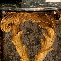 Table console en bois massif sculpté Yips LD-2112-2037 pour salon et chambre, décoration en feuille d'or, plateau en marbre, style mid-century modern