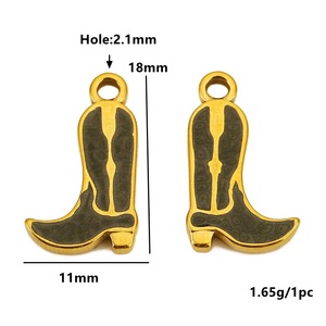 Western <b>Cowboy</b> <b>Boot</b> Pendant Stainless Steel Enamel 18k <b>Gold</b> Plated DIY Jewelry Accessory Wholesale - Product Image 4