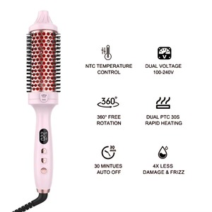 Brosse lissante chauffante professionnelle 45 mm à double PTC, chauffe rapidement, 220°C, infrarouge, peigne rond thermique, brosse chaude à plasma - Product Image 3