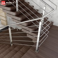 Rampe d'escalier en acier inoxydable 304, auto-assemblable, pour intérieur, tube carré brossé, colonne, clôture de balcon, style minimaliste