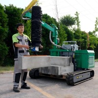 Chariot élévateur à chenilles avec mât pliable pour la pose de pavés, dalles naturelles et composants en béton