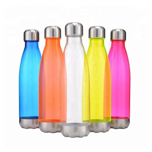 Bouteilles vides rondes en plastique pour soda, sans BPA, en Tritan transparent avec couvercle et base métalliques, 20oz 600ml - Product Image 1