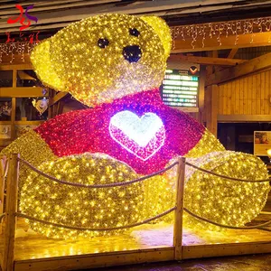 Украшение для парка, сада, светодиодное Рождественское украшение для праздника, гигантский светодиодный 3D Медведь, уличное рождественское освещение для торгового центра