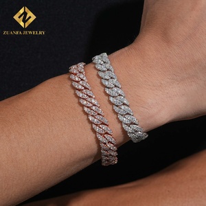 925 Silver Moissanite Jewelry Cuban <b>Link</b> Chain Jewelry Miami Cuban <b>Link</b> Bracelet &Necklace Hip Hop Bling Jewelry For Men - Product Image 4