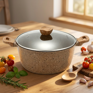 Marmites à soupe en aluminium commercial, surface anti-rouille et résistante aux rayures, 24/28 cm, effet granit, pour cantine et usage domestique quotidien - Product Image 1