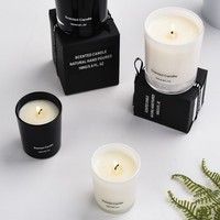 Bougie en cire de soja entièrement naturelle de qualité supérieure, hautement parfumée pour la décoration de la maison, pot en verre noir et blanc avec boîte cadeau pour Thanksgiving