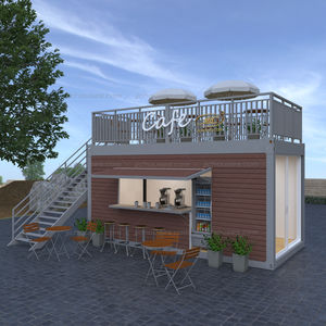 حاوية صغيرة متنقلة من الفولاذ 40 قدمًا ، مقهى جاهز الصنع بتصميم وحدات زجاجية للبيع للاستخدام كفيلا ومنزل - Product Image 1