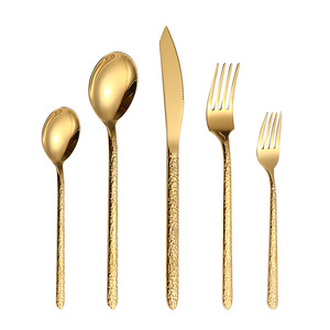 Ensemble de couverts en acier inoxydable 430 avec manche martelé, couteau, fourchette, cuillère, pour restaurant occidental, hôtel, couteau à steak, moderne, réutilisable - Product Image 3