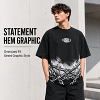 ODM/OEM Hersteller Maßgeschneidertes 260gsm Übergroßes T-Shirt Grafik Digitaldruck Individuelles Logo & Rückenmuster Herren Streetwear Casual Tee