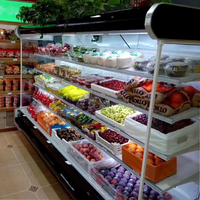 Réfrigérateur à rideau d'air à température unique, écoénergétique, vitrine ouverte multi-niveaux pour boissons, fruits et légumes