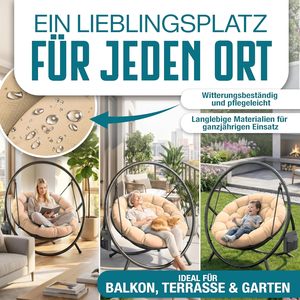 Silla Colgante <span class=keywords><strong>Bali</strong></span> con Estructura, Columpio Colgante con Capacidad para hasta 150 kg, Interior y Exterior, con Cojín y Bolsillo Lateral - Product Image 4