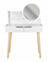 Table de maquillage moderne blanche pour chambre à coucher avec panneau en bois durable, tabouret et miroir amovible