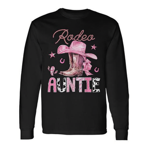 Camiseta de Manga Larga Rodeo Auntie Pink Boots Coquette Cowgirl, Artículos para Fiestas - Product Image 3