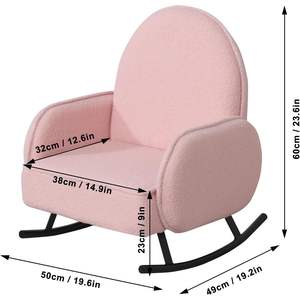 Fauteuil à bascule pour enfants Yoonnie Room, fauteuil pour tout-petits avec pieds en métal oscillants, canapé en tissu sherpa, fauteuil à bascule pour bébé, meubles en bois - Product Image 6