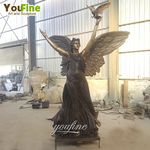 Grande Scultura in Bronzo di Angelo con Caduceo, Statua di Angelo Alato Curatore con Asta, Decorazione Monumentale per Giardini e Parchi - Product Image 6