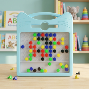 Tableau magnétique en forme de chat pour dessin et perles, jouet artistique coloré et créatif pour enfants, 15 pouces, en plastique, unisexe, 3-6 ans, Cat S - Product Image 6