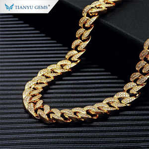 Tianyu-Cadena de joyería con gemas de hielo, Diamantes de moissanita de hip hop, eslabones cubanos personalizados, collar de cadenas de oro puro de 14k y 18k - Product Image 2