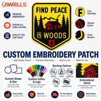 Lencana Bordir Alam Kustom dengan Gambar Kabin Hutan Bentuk Perisai dan Tulisan Slogan untuk Jaket, Tas, dan Topi Outdoor