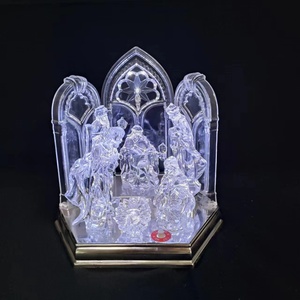 Pesebre en Miniatura con 7 Esculturas, Decoración de Mesa, Mini Juego de Natividad, Figuras Navideñas con Luces LED - Product Image 5