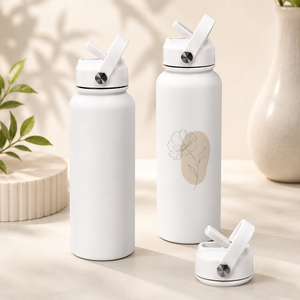 Stainless Steel Insulated <b>Straw</b> Bottle with Custom Artistic Lettering Leakproof Lid for Office and Gym - Product Image 2
