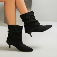 Bottes mi-mollet pour femmes, style 2026, légères, respirantes, avec doublure en maille et talon aiguille, pour le commerce extérieur