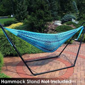 Hamaca Woqi de Alta Resistencia con Cuerda Azul, Capacidad de 880 lb, Uso en Interiores y Exteriores, Superficie de Algodón Duradera - Product Image 4