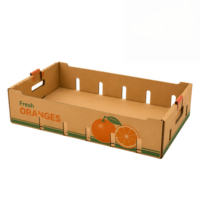 Boîte d'emballage en carton ondulé orange personnalisée RDY, recyclable, plateau pour fruits frais, agrumes, vente en gros