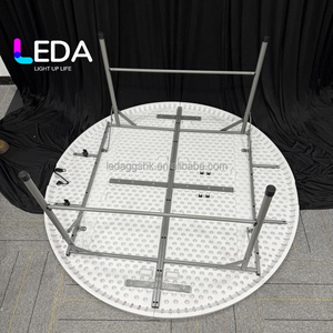 LEDA Wholesale Modern <b>Folding</b> Dining <b>Table</b> Aluminum Frame Hdpe Durable Lightweight Design For Banquets Hotels <b>Outdoor</b> Events - Product Image 5