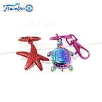 Pendentif de sac à dos et porte-clés en alliage de zinc, style luxe, motif tortue arc-en-ciel tendance, forme étoile de mer rouge personnalisée