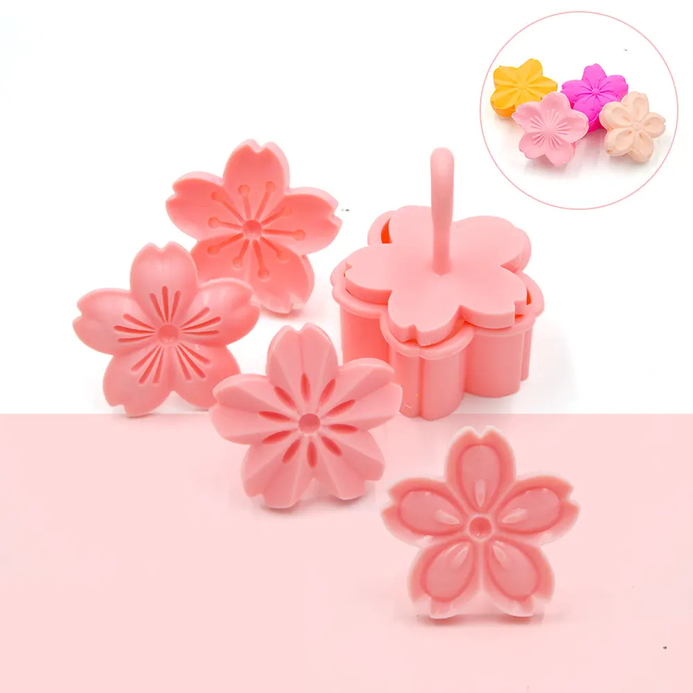 Hot Sale Sakura Cookie Mold Stamp Biscuit Cutter Cherry Blossom Flower DIY Floral Mooncake Mold Fondant Baking Tool