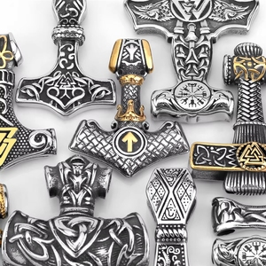 Listo para Enviar: Lujoso Collar de Joyería Vikinga con Colgante Martillo de Thor Mjolnir de Acero Inoxidable 316L, Runa Nórdica, Estilo Biker, Venta al por Mayor RTS - Product Image 3